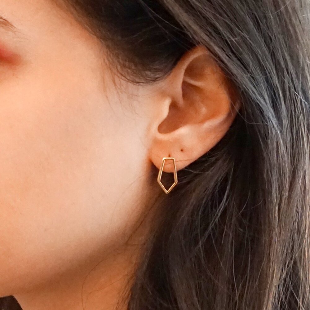 14k gold plated sterling silver open dagger stud